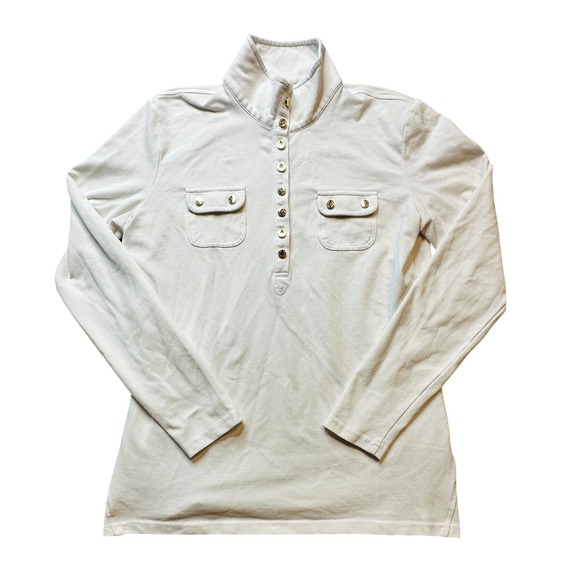 Ariat Shirt Womens Large White Mock Neck Long Sleeve Snap Equestrian Western